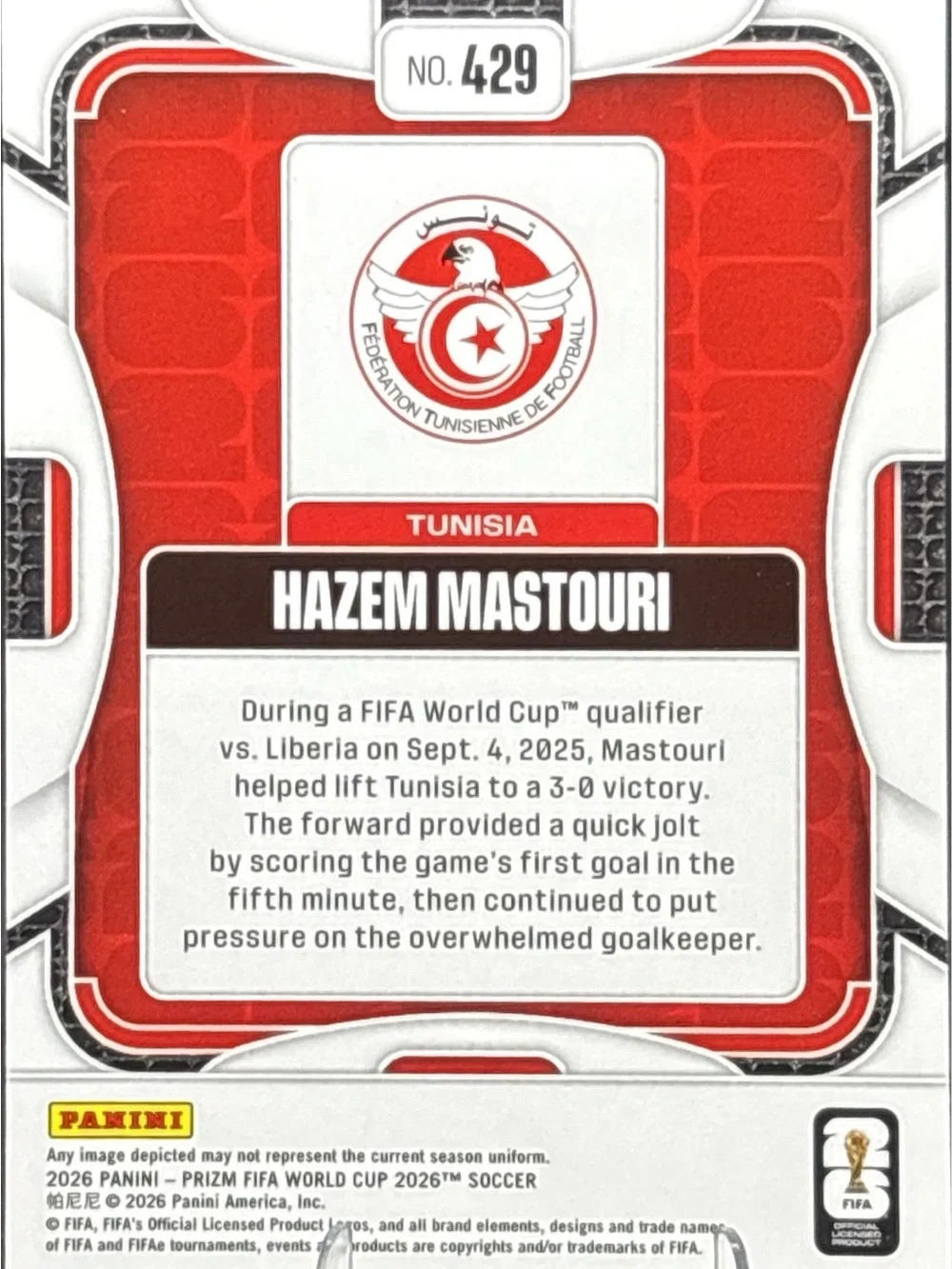 Panini Prizm Hazem Mastouri Rookie Soccer Card